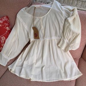 NWT 100% COTTON ECRU TUNIC TOP